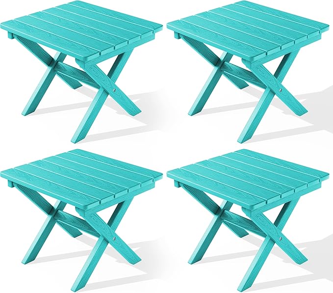 SERWALL Folding Outdoor Side Table Set of 4, Small Adirondack Side Table