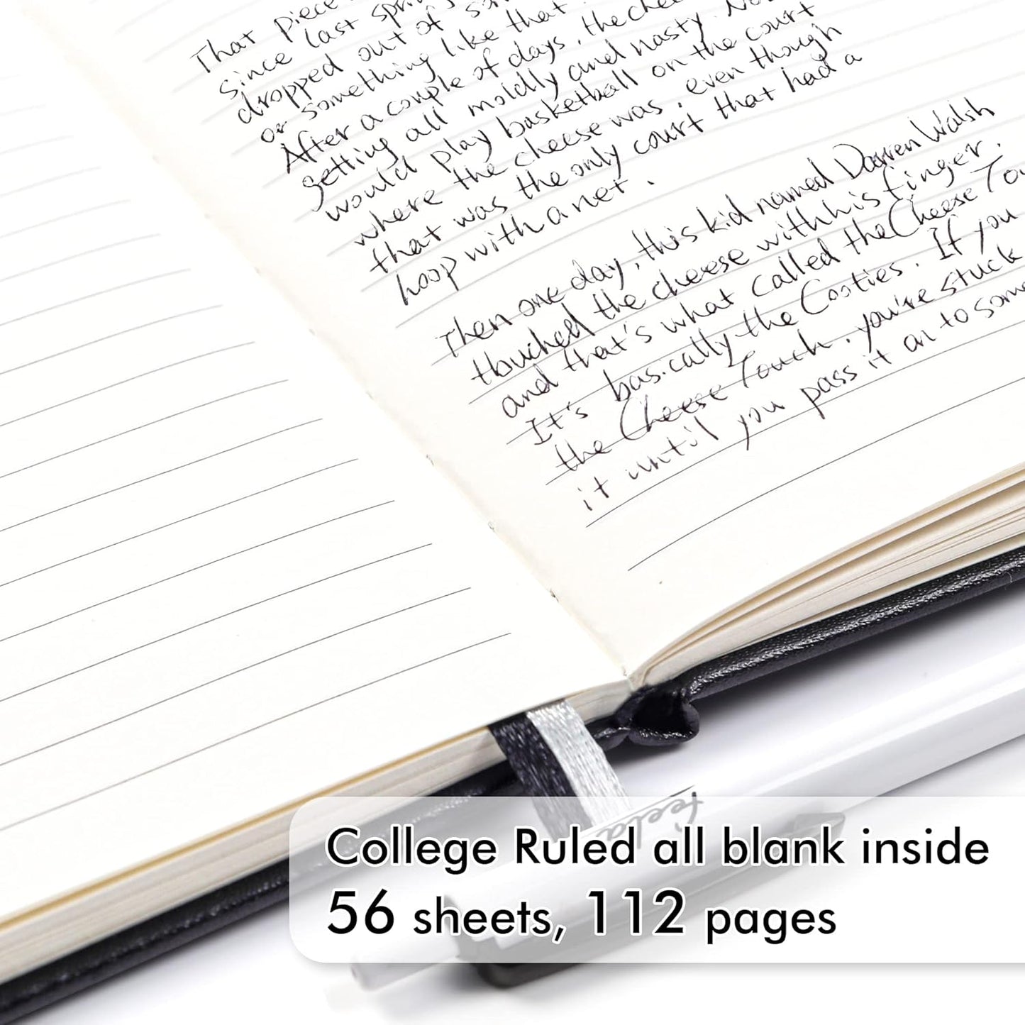 feela 6 Pack Pocket Mini Notebooks Bulk, Small Cute Memo Notepads Hardcover College Ruled Lined Journals with Pen Holder for School Business Work, with 6 Black Pens, 3.5”x 5.5”, A6, Black