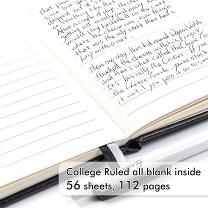 feela 6 Pack Pocket Mini Notebooks Bulk, Small Cute Memo Notepads Hardcover College Ruled Lined Journals with Pen Holder for School Business Work, with 6 Black Pens, 3.5”x 5.5”, A6, Black