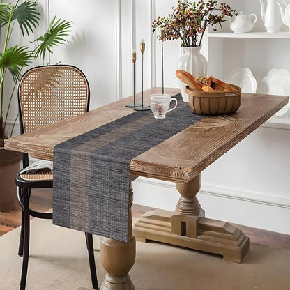 Aofmee Table Runner and Placemats Set of 6 Washable, Heat Resistant Place Mats with Table Runner, Woven Vinyl Table Placemats for Dining Table, Stain Resistant Kitchen Table Mats Sets, Easy to Clean