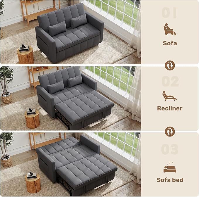 Nebuaegis Sleeper Sofa Bed, 3-in-1 Convertible Pull Out Couch