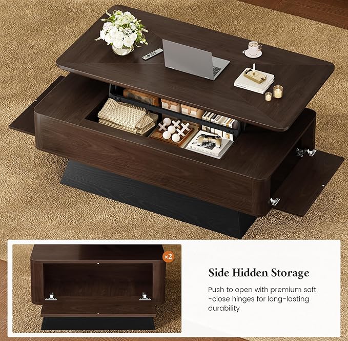 47.2" Mid-Century Modern Lift Top Coffee Table