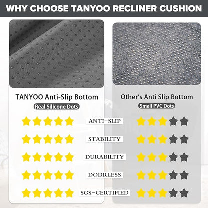 TANYOO Recliner Seat Cushion for Elderly - Patented Dual Design for Sagging Recliner Replacement & Easy Get Up, Booster Cushion Relieves Back Pain from Sofa, Couch, Chair 20x20x4 Inches Dark Grey