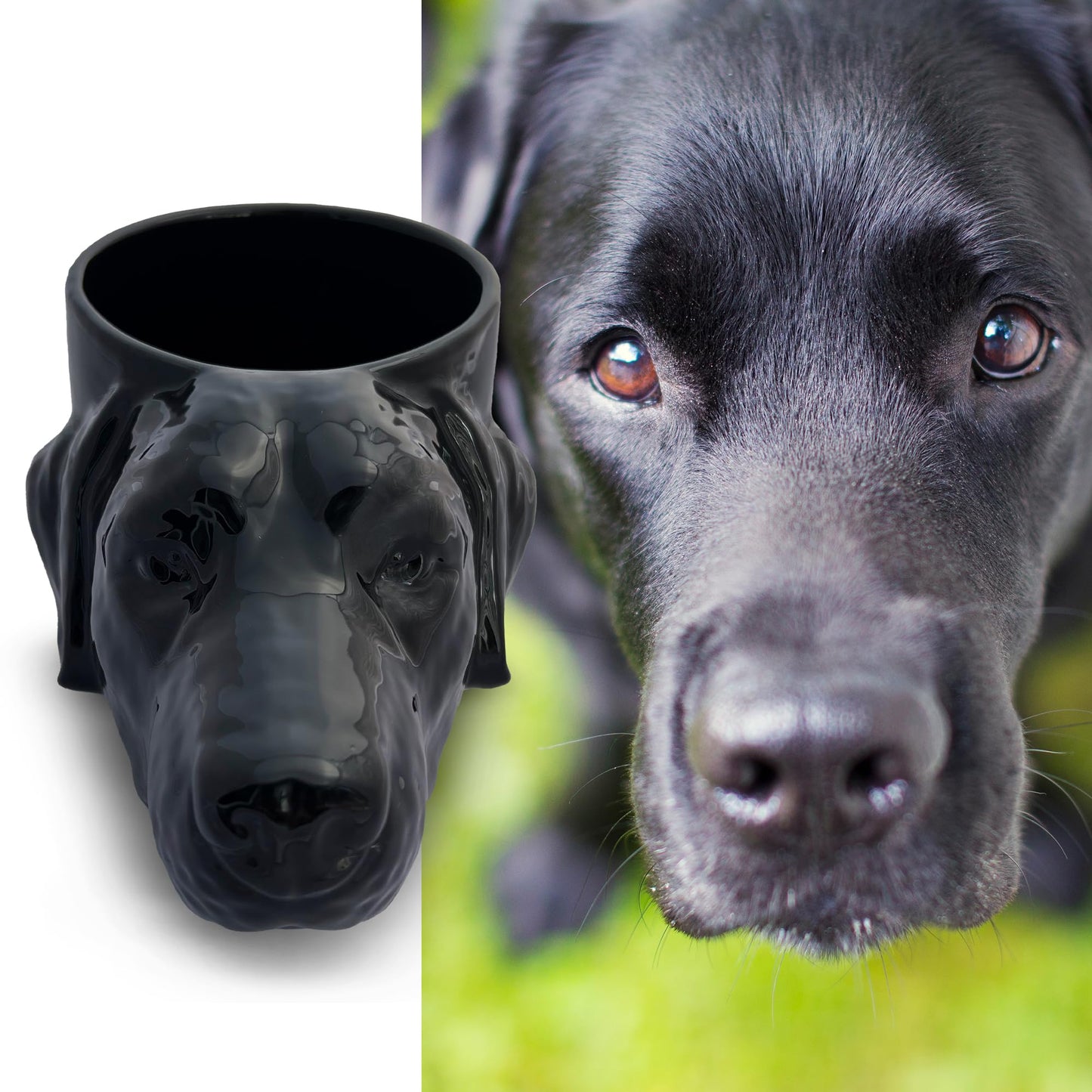 Novelty Labrador Retriever Dog Head Planter w/Drainage, Yellow, Black, Chocolate Lab Mom Dad Gift, Ceramic Pot (Black)