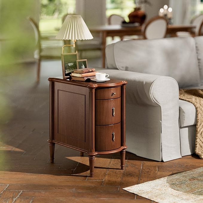 STO'SENSE Nightstand Set of 2 w/Charging Station & 3 Drawers, Pre-Assembled