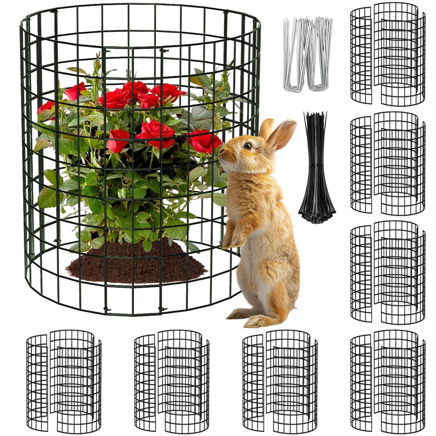8 Packs Round Plant Protector from Animals,Metal Wire Mesh Garden Plant Cages for Outdoor Gardening Supplies, Garden Protection Rabbits Chickens Ducks for Vegetables, Flowers, Shrubs (16'' x 12'')