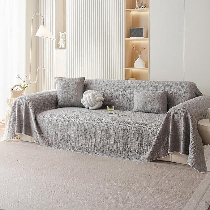 DREAMINGO Bubble Textured Cooling Sofa Cover, Ice Silk Breathable Couch Cover