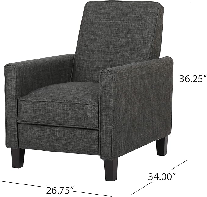 Christopher Knight Home Emmie Fabric Recliner, Moss Gray, Dark Brown
