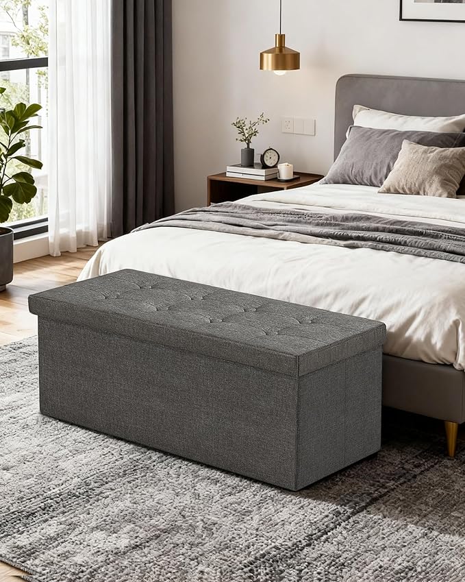 GLAXYFUR 43.3 inches Folding Storage Ottoman Bench Storage Chest Footrest