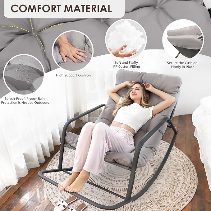 RADIATA 2pcs Rocking Lounge Chair, Indoor Outdoor Reclining Lounger