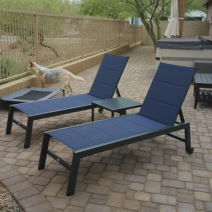 PURPLE LEAF Outdoor Chaise Lounge Set of 2 Aluminum Patio Lounge Chair