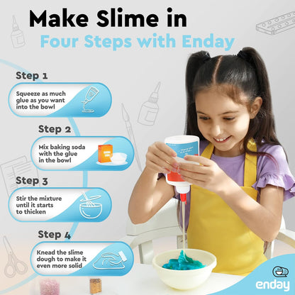 Liquid Glue (24 Pack) - 4 oz Washable School Glue, White Glue Bottles, Glue Bulk, Non-Toxic Liquid Glue for Kids - Glue for Slime, Arts and Craft Glue - by Enday
