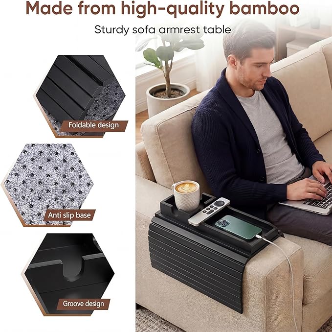 Bamboo Couch Arm Tray Table