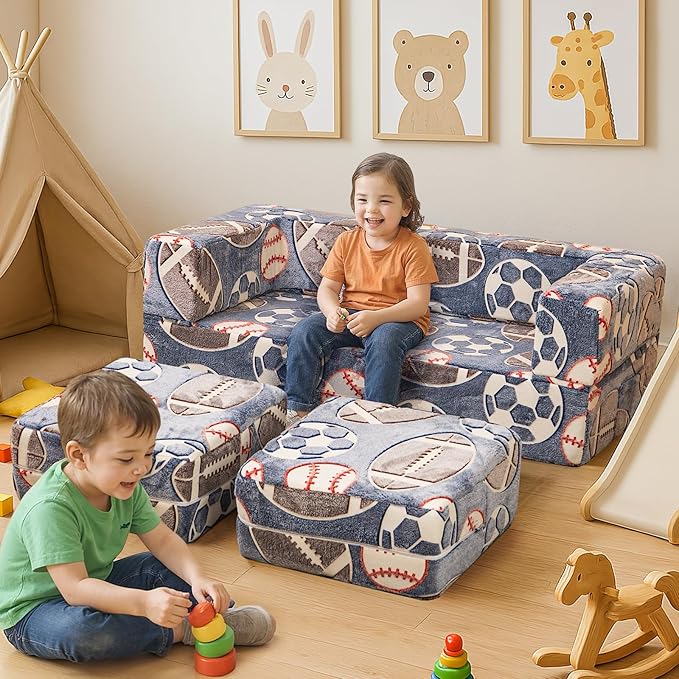 Cvortll Modular Kids Play Couch, Glow in Dark Kids Sofa, Child Sectional Sofa