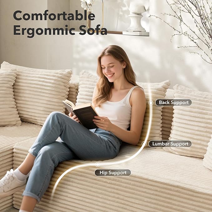Hetoy Oversized L Shape Modular Sofa, Soft Modular Sectional Couch