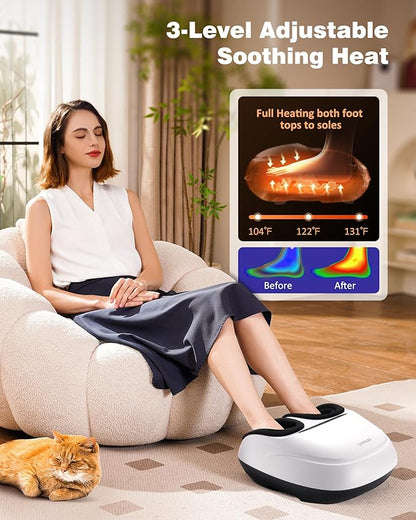 Shiatsu Foot Massager Machine with Heat & Remote, 2026 Upgraded Deep Kneading Feet Massager for Plantar Fasciitis & Neuropathy, 3 Heat Levels, Multi-Mode Massage, Auto-Off Timers, Gifts for Women Men