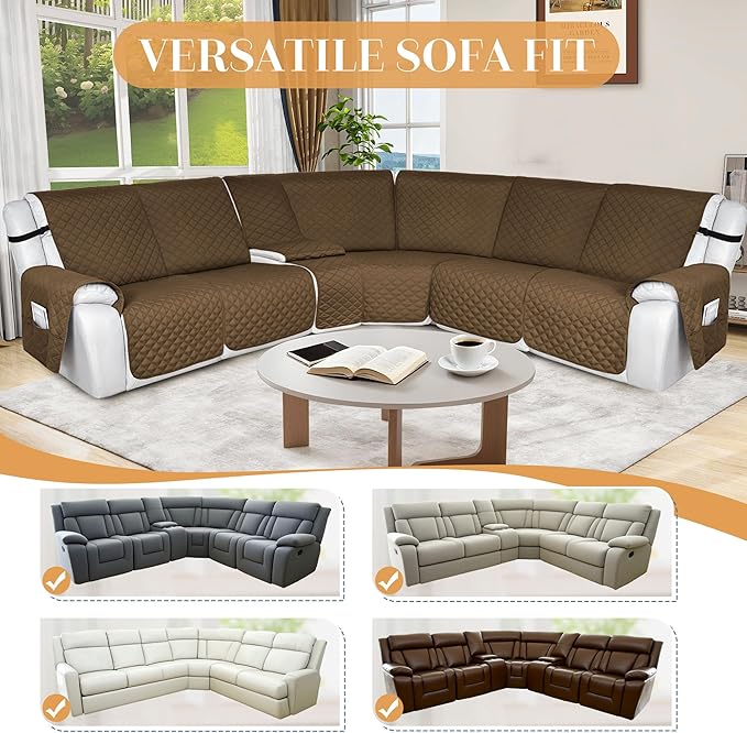 HDCAXKJ 100% Waterproof Reclining Sectional Couch Covers L Shape Recliner Sofa