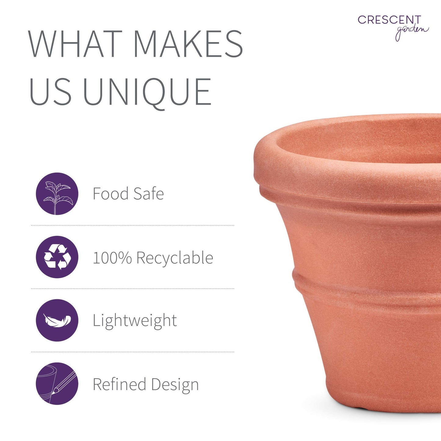 Crescent Garden Brunello Classic Rolled Rim Planter, Indoor/Outdoor Weather-Safe Round Plant Pot, Large Plastic Flowerpot for Flowers, Faux Plants, Trees - 27'' W (Terracotta Color)
