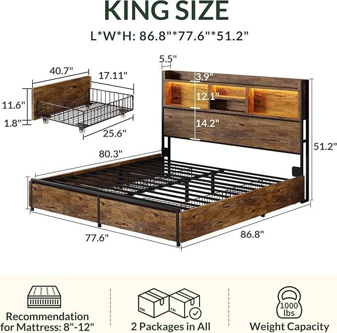 LARMACE King Size Bed Frame