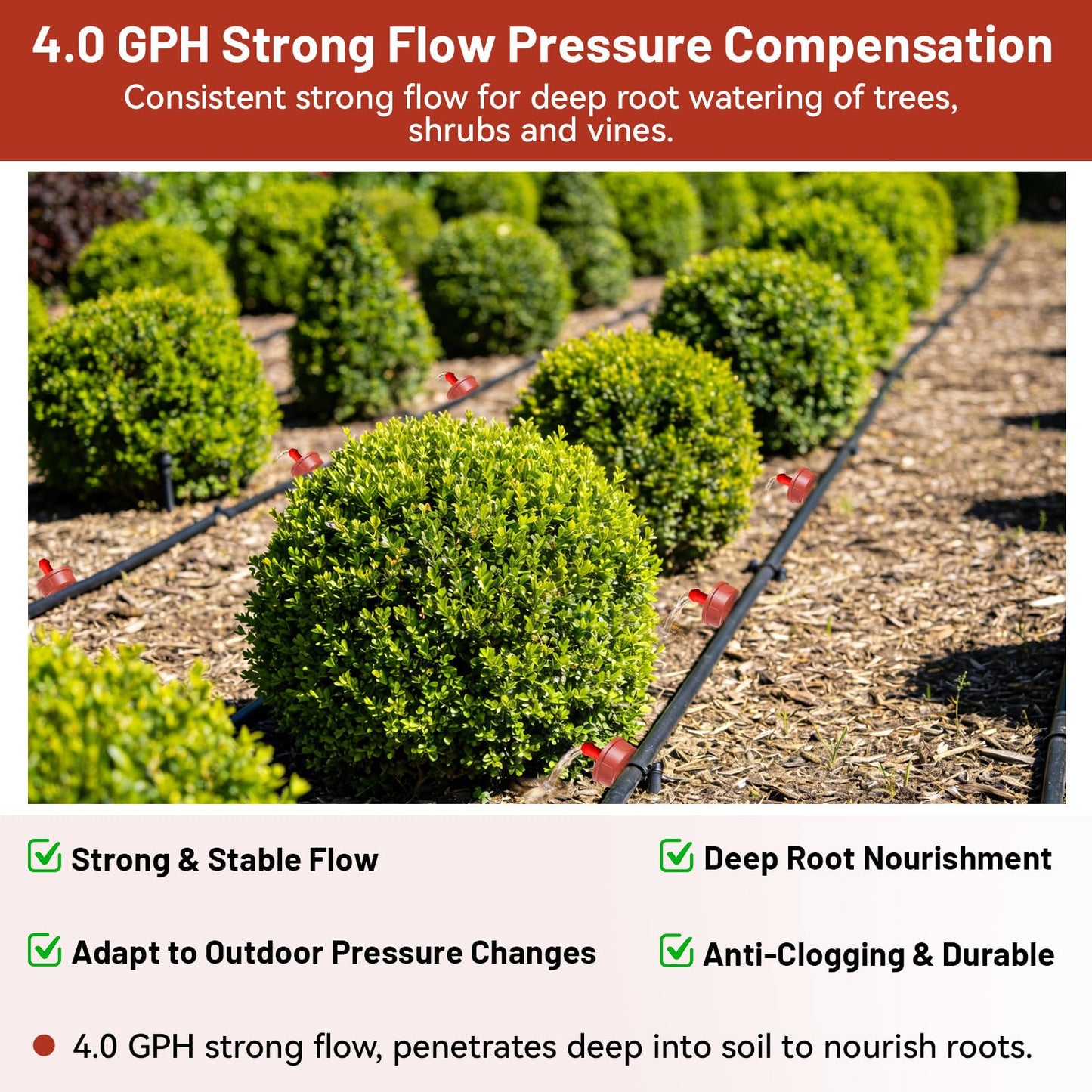 NRWRTY 50 PCS 4 GPH Pressure Compensating Drip Irrigation Spot Dripper, Max Flow Drip Irrigation Emitters Heads for Dry Soil Thirsty Plants, Irrigation Drippers Parts for Arid Area Outdoor Irrigation