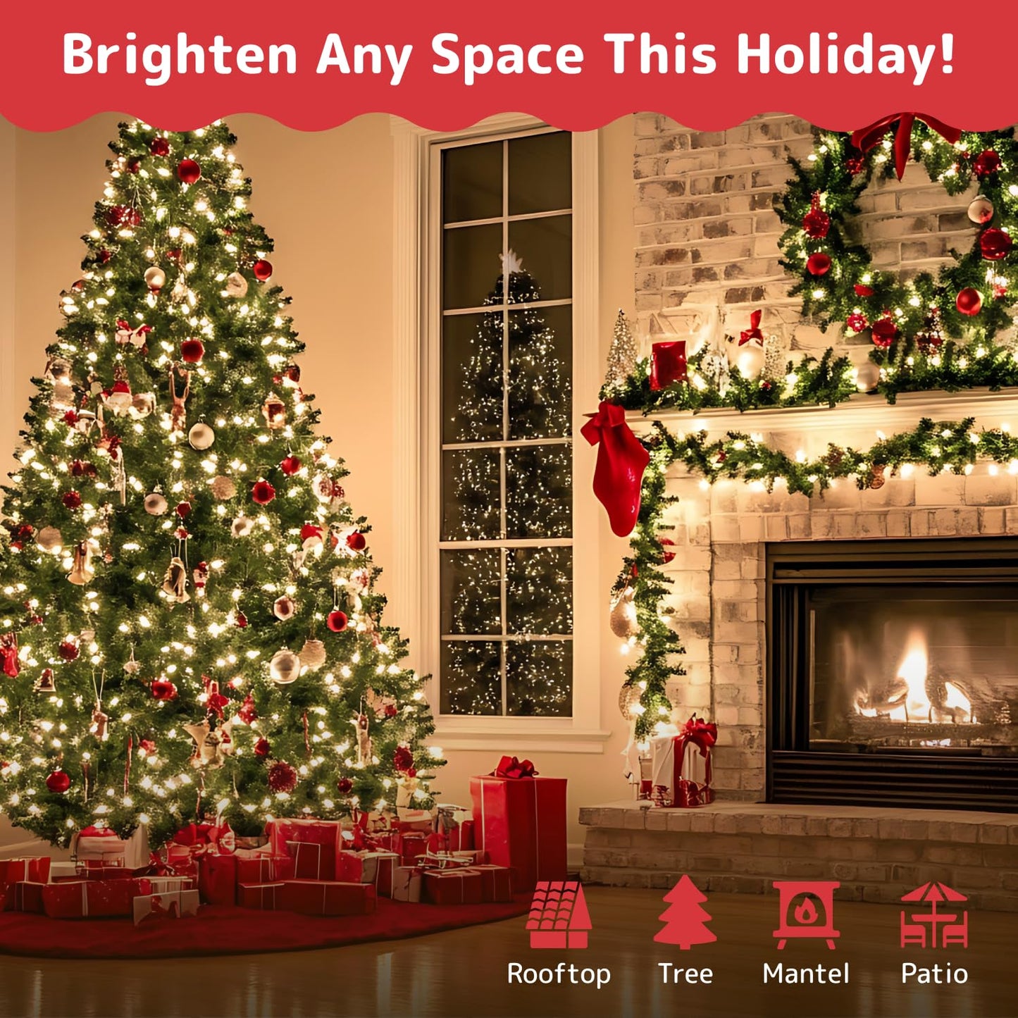 PREXTEX 100-Count Ultra Bright Christmas Lights - 20 ft Clear StringLights on White Wire - Incandescent Xmas TreeLights for Indoor and Outdoor Decorations