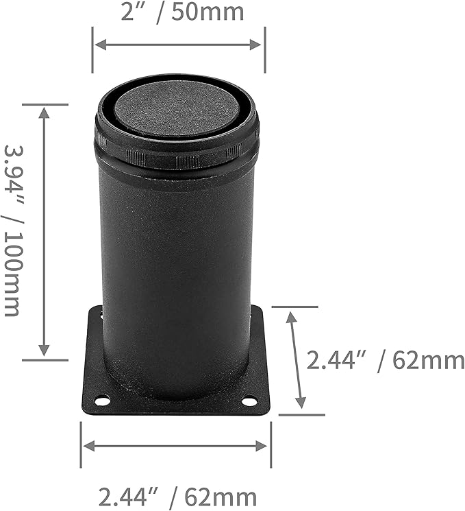 Set of 4 Stainless Steel Furniture Legs 4 Inch, Adjustable Round Cabinet Legs