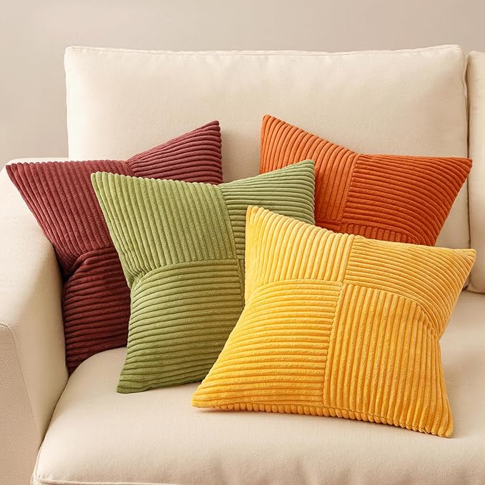 MIULEE Yellow Orange Rust Throw Pillow Covers 20x20 Inch 4 Packs Boho Farmhouse