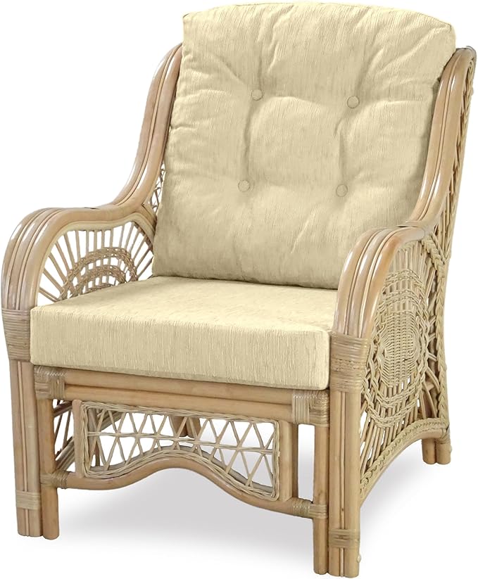 Malibu Lounge Living Accent Armchair Natural Rattan Wicker Handmade Design