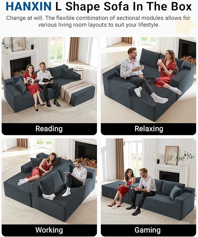 105 Inch Cloud Sectional Couch, Modern Modular Sectional Sofa