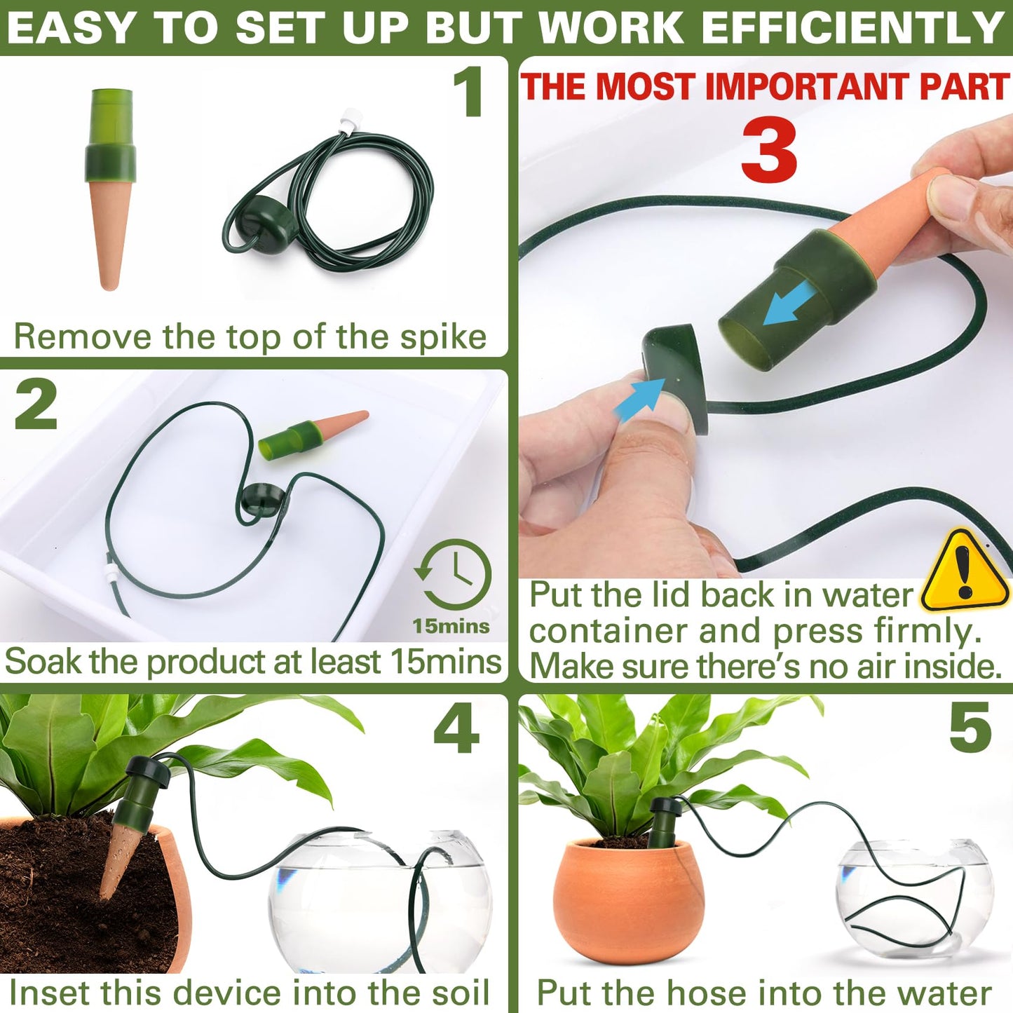 BYDOLL Plant Self-Watering Stakes Automatic Plant Dripper Watering Spikes for Indoor Outdoor Bonsai,Houseplant Insert Devices for Vacation use,Drip Irrigation System(10PCS)