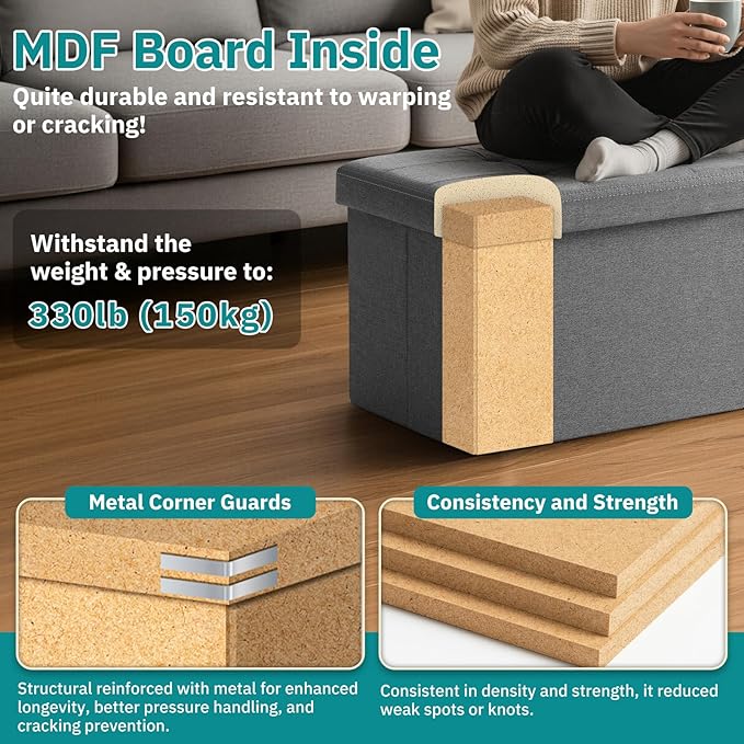 30.5-INCH Storage Ottoman Bench, Footrest