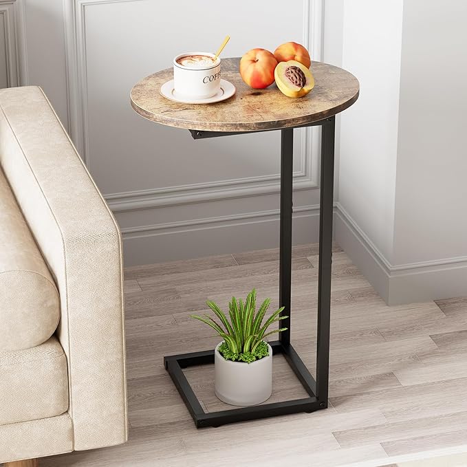C Shaped End Table, Oval Couch Sofa Side Table