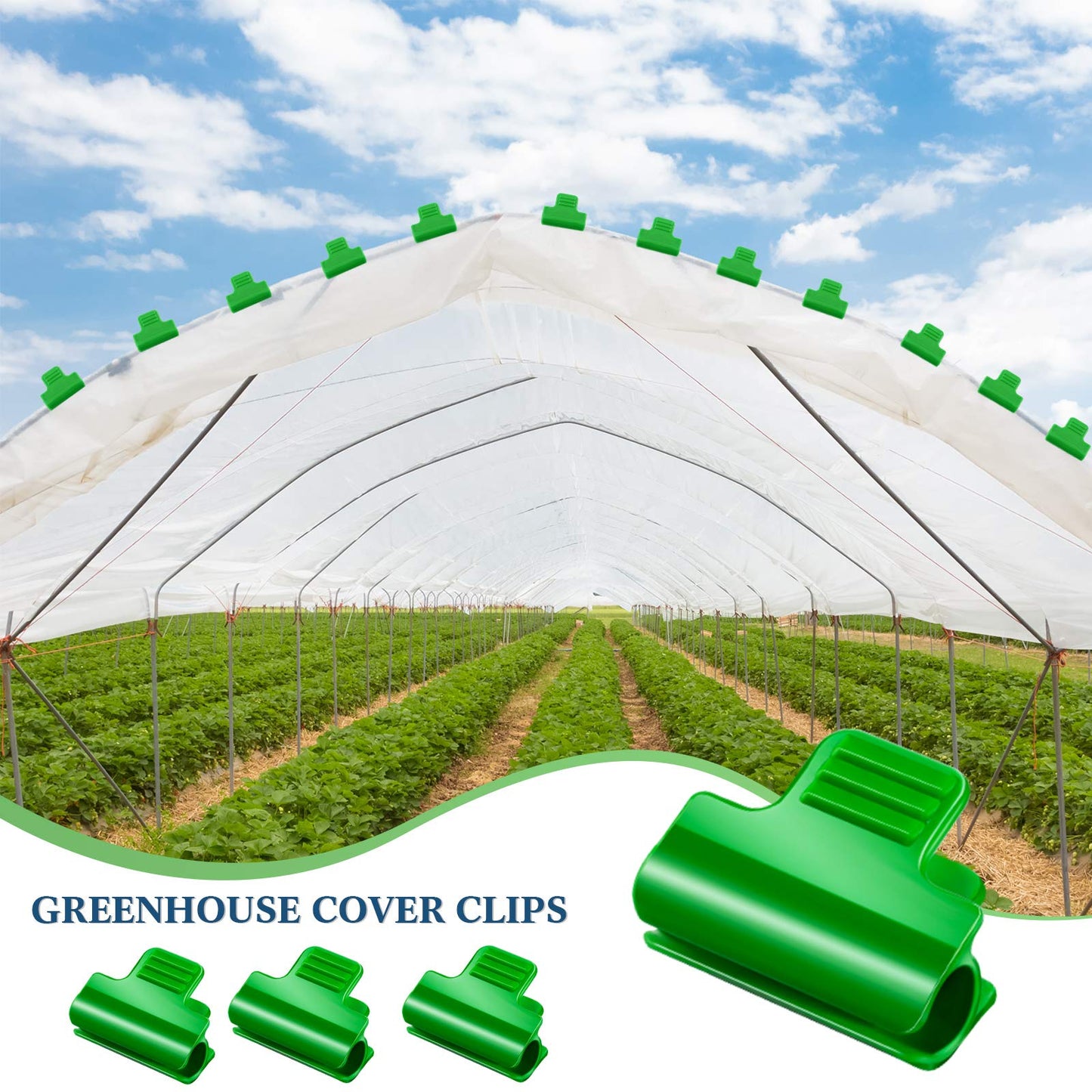 Patelai 40 Pieces Greenhouse Clamps Film Row Cover Netting Tunnel Hoop Clip Frame Shading Net Rod Clip Greenhouse Film Clamps for Season Plant Extension Support (40 pieces,10 mm)