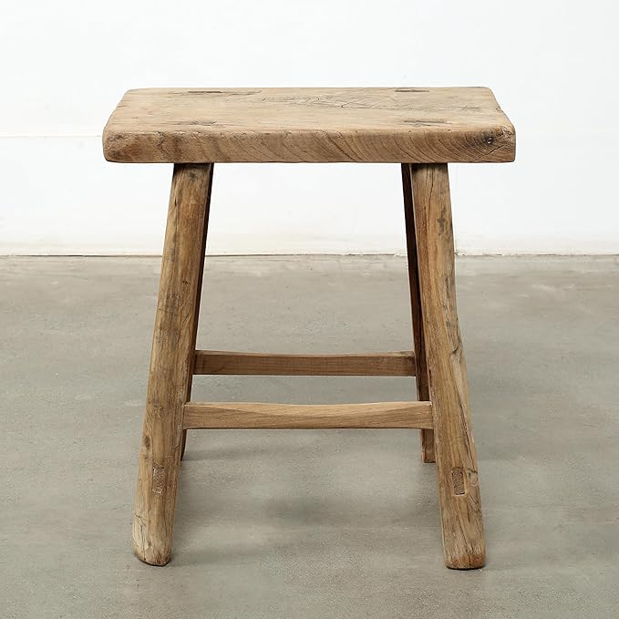 Artissance Rustic Wooden Stool – Handmade Reclaimed Wood Stool, Vintage