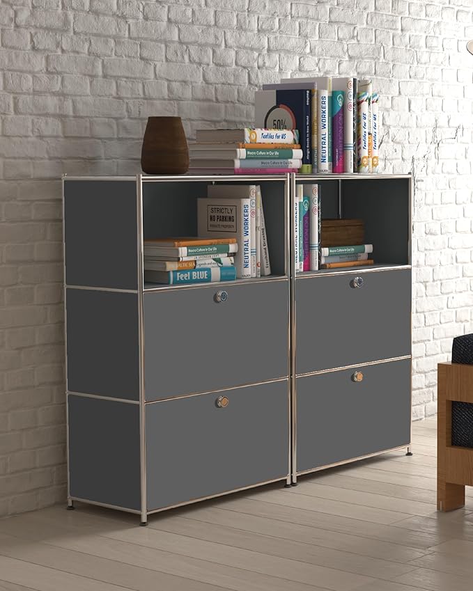 Metal Shelf with 2 Flap Doors, Large Capacity Cabinet, DIY Modern Home