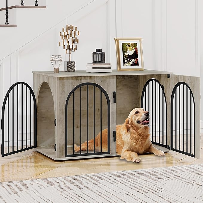 Hzuaneri 39.4" Wooden Dog Crate Furniture, Indoor Dog Kennel Dogs Cage