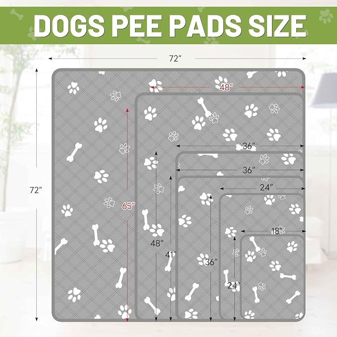 PatiencET Washable Dog Pee Pad, 48" x 65" Extra Large, Super Absorbent Reusable Waterproof Floor & Sofa Protector for Large Dogs, Whelping & Incontinence