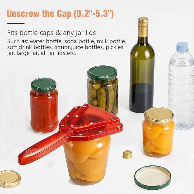 Uinxan Jar Opener for Weak Hands & Seniors with Arthritis - Handheld Manual | Effortlessly Opens Stubborn Screw Lids & Bottle Caps. 304 Stainless Steel. Durable. Patented Kitchen Gadget (Orange)