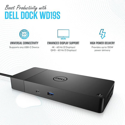 Dell WD19S Docking Station Dual Monitor - Dock Station with 180W + USB Type-C + HDMI+ Dual DisplayPort - Ultimate Laptop Docking Station