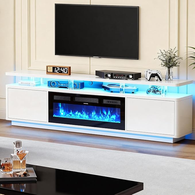 MXV 80" Fireplace TV Stand for TVs UP to 90", Entertainment Center