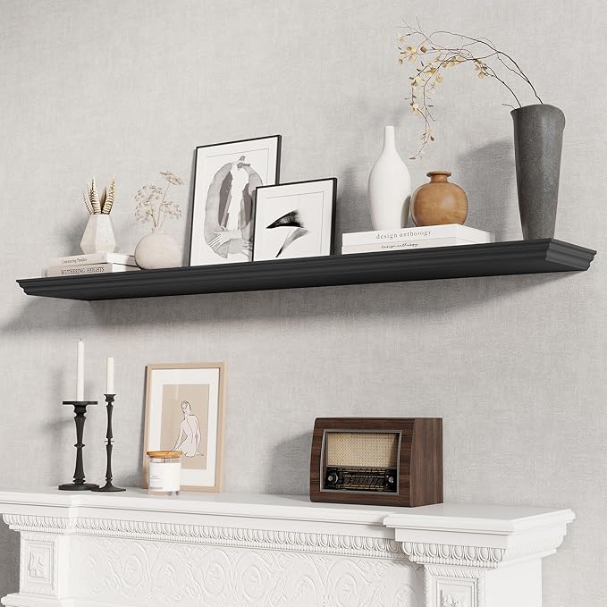 Fun Memories Floating Shelves 55 Inch Long, 9.3 Inch Deep Classic Crown Molding