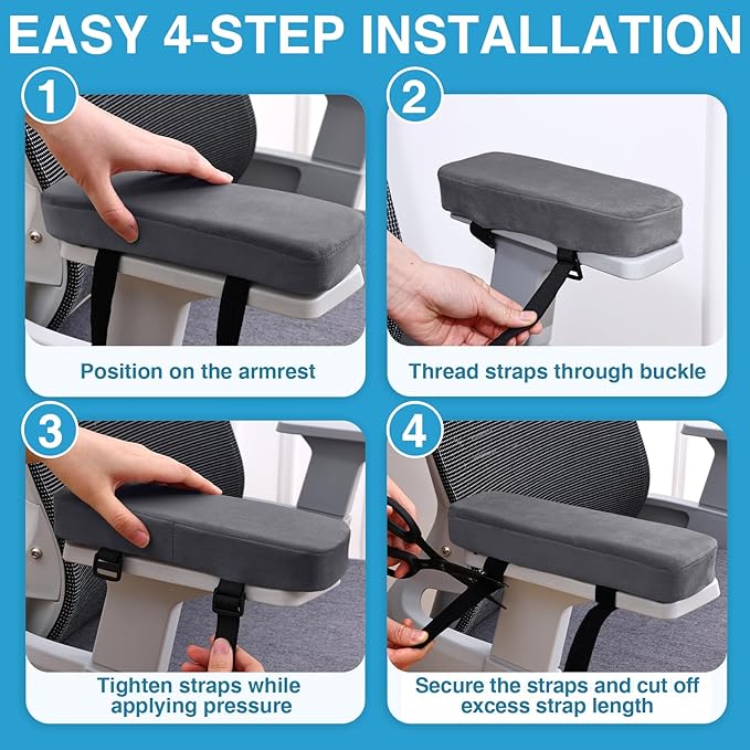 Smiry Ergonomic Office Chair Armrest Pads, Memory Foam Arm Rest Covers