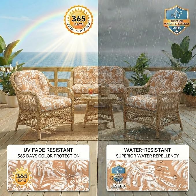 1 MIDDLE ONE Wicker Chair Cushions 3 Pieces Set