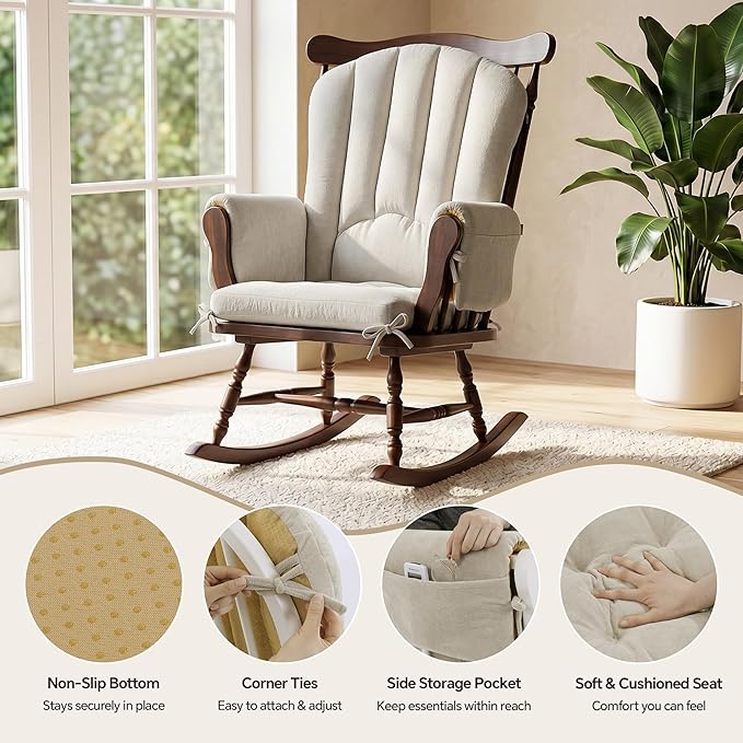 BALAPET Wingback Rocking Chair Cushion Set of 4, Ergonomic High Back Cushion