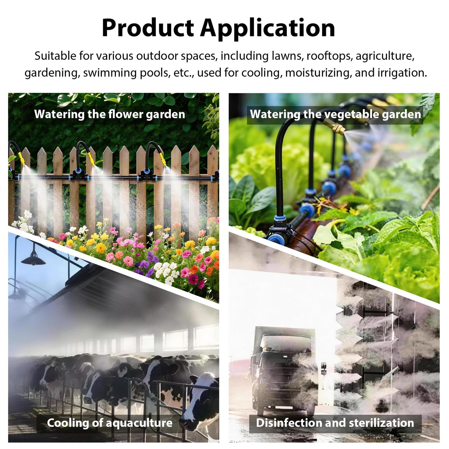 maierke 50FT 5/16 inch 360° Adjustable Drip Irrigation Kits Automatic Garden Watering Misting Atomizing System with 16pcs Bendable Nozzles for Yard, Lawn, Plant, Greenhouse, Garden(5/16 inch Hose)