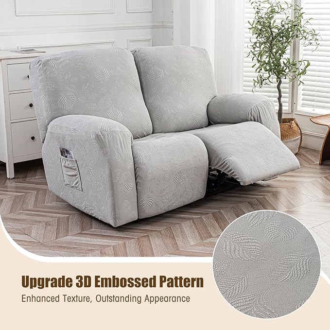 Gennia Recliner Loveseat Cover 4 Pieces, Waterproof Stretch Recliner Sofa