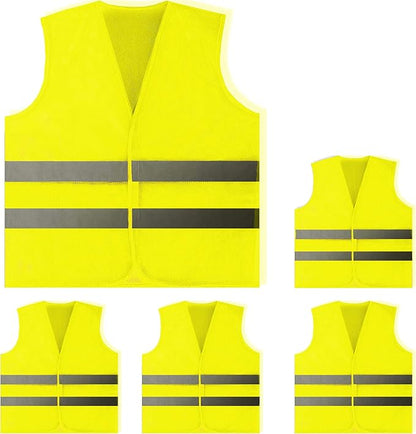 PeerBasics Safety Vests 5 Pack - Yellow Reflective High Visibility, Men Women