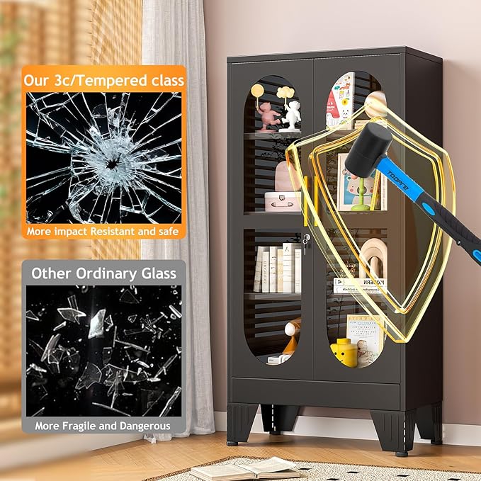 PAOFIN 47" H Locking Display Cabinet