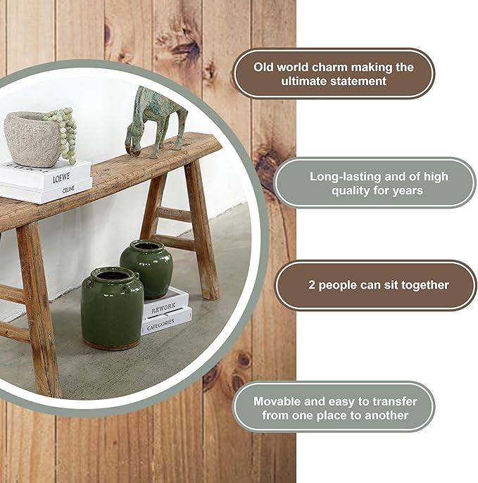 Artissance Handmade Wooden Entryway Bench, Vintage Noodle Bench