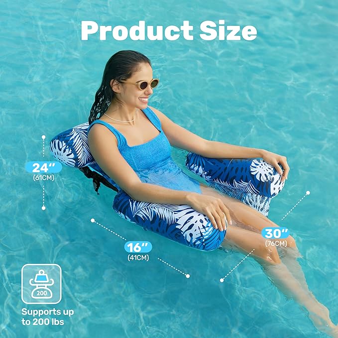 SLOOSH Inflatable Pool Floats Adult, 2 Packs Floating Lounge Chairs, Blow up